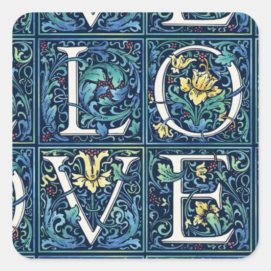 Kleurrijke LOVE Vierkante Sticker (Voorkant)