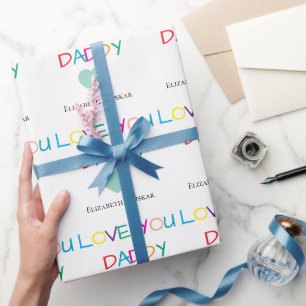 Kleurrijke "Love You Daddy" - Leuk en oprecht cade Cadeaupapier