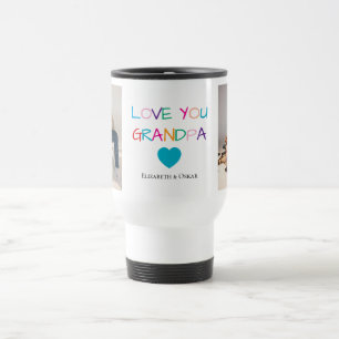 Kleurrijke "Love You Grandpa" en aangepaste tekst  Reisbeker