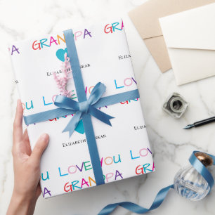 Kleurrijke "Love You Grandpa" - Fun & Heartfelt Cadeaupapier