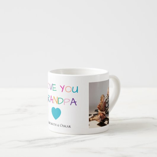 Kleurrijke "Love You Grandpa" tekst en aangepaste Espresso Kop (Voorkant rechts)