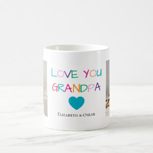 Kleurrijke "Love You Grandpa" tekst en aangepaste  Koffiemok