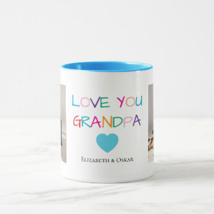 Kleurrijke "Love You Grandpa" tekst en aangepaste Mok