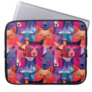 Kleurrijke Low Poly dieren patroon Laptop Sleeve