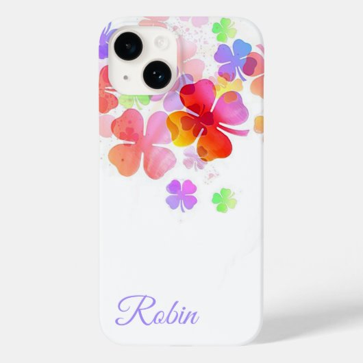 Kleurrijke Lucky Four Leaf Clovers gepersonaliseer Case-Mate iPhone Case (Achterkant)