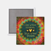 Kleurrijke Luister Quote Inspirerend harten Magneet (Voorkant / Achterkant)