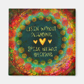 Kleurrijke Luister Quote Inspirerend harten Magneet (Voorkant)