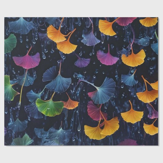 Kleurrijke Luminogram Ginkgo Bladeren Cadeaupapier (Vlak)
