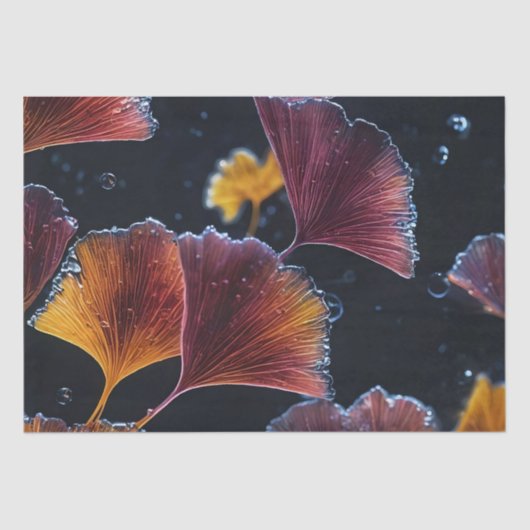 Kleurrijke Luminogram Ginkgo Bladeren Decoupage / Tissuepapier (Voorkant)