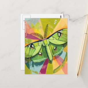 Kleurrijke Luna Moth Schilderij Briefkaart