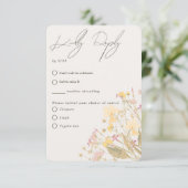 Kleurrijke Maaltijdkaart met Delicate Wildflowers RSVP Kaartje (Staand voorkant)