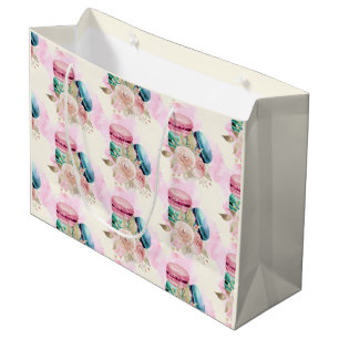 Kleurrijke Macarons en Bloemen Waterverf Patroon Groot Cadeauzakje