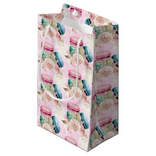 Kleurrijke Macarons en Bloemen Waterverf Patroon Klein Cadeauzakje