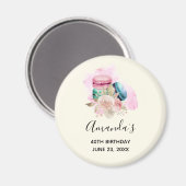 Kleurrijke Macarons en Bloemen Waterverf Verjaarda Magneet (Voorkant / Achterkant)