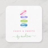 Kleurrijke Macarons Sweets Qr Code Moderne Bakery Vierkante Visitekaartje (Voorkant)