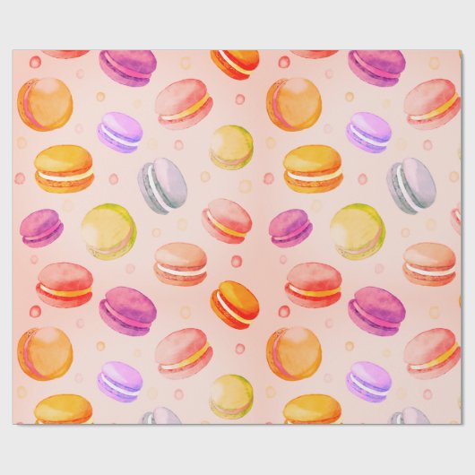 Kleurrijke Macarons waterverf patroonpapier Cadeaupapier (Vlak)