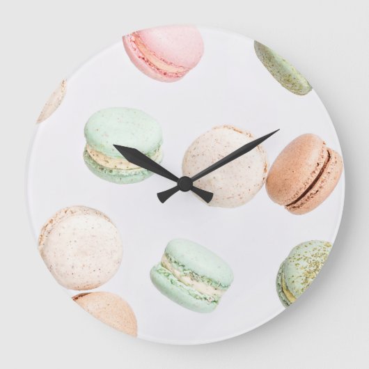 Kleurrijke macarons: zoet vallend patroon. grote klok (Voorkant)