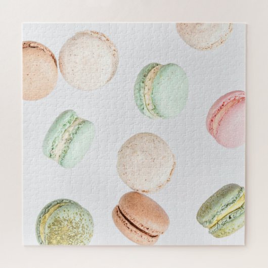 Kleurrijke macarons: zoet vallend patroon. legpuzzel (Horizontaal)