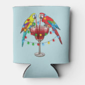 Kleurrijke Macaw Parrots Drink rode wijn Blikjeskoeler (Voorkant)
