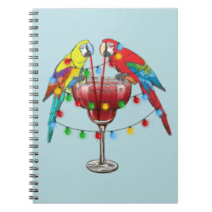 Kleurrijke Macaw Parrots Drink rode wijn Notitieboek