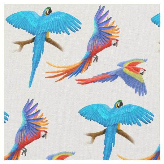 Kleurrijke Macaw Parrots Fabric Stof (Close Up)
