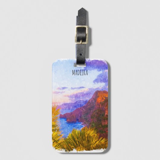Kleurrijke Madeira Portugal landschap Reizen Bagagelabel (Voorkant (verticaal))