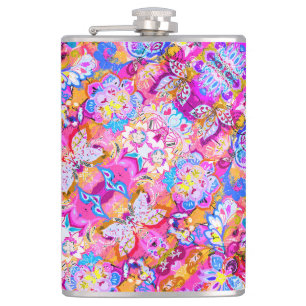 Kleurrijke magie abstracte florale heupfles