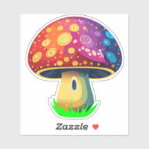 Kleurrijke Magische Paddenstoel Sticker