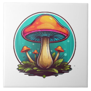 Kleurrijke Magische Paddenstoelen Tegeltje
