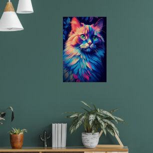 Kleurrijke Maine Coon Cat Art Poster