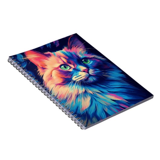 Kleurrijke Maine Coon Cat Notitieboek (Rechterzijde)