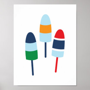 Kleurrijke Maine-kreeftenboeien Poster