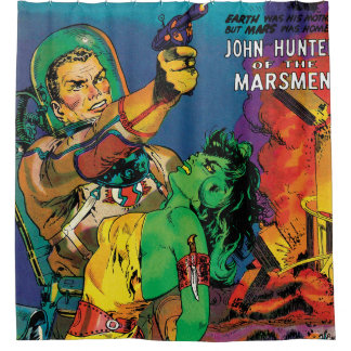 Kleurrijke Man O’ Mars Vintage 50s Stripboek Cover Douchegordijn