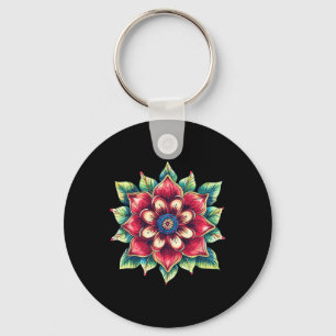 Kleurrijke Mandala Bloem Boho Yoga Lotus Symbool  Sleutelhanger