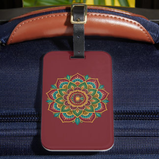 Kleurrijke Mandala Hippie Boho Aangepaste Initiaal Bagagelabel