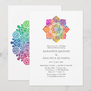 Kleurrijke Mandala Indiase Oefenavond Dinner Kaart