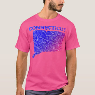 Kleurrijke mandala kunstkaart van Connecticut met T-shirt