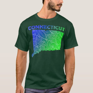 Kleurrijke mandala kunstkaart van Connecticut met T-shirt