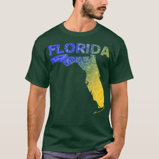 Kleurrijke mandala kunstkaart van Florida met teks T-shirt