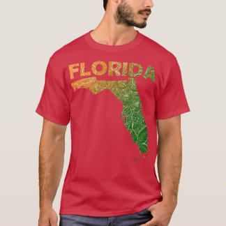 Kleurrijke mandala kunstkaart van Florida met teks T-shirt