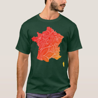 Kleurrijke mandala kunstkaart van Frankrijk met te T-shirt