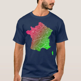 Kleurrijke mandala kunstkaart van Frankrijk met te T-shirt