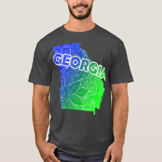 Kleurrijke mandala kunstkaart van Georgië met teks T-shirt