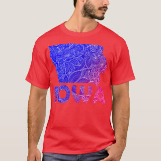 Kleurrijke mandala kunstkaart van Iowa met tekst i T-shirt