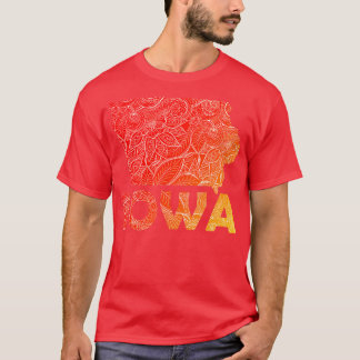 Kleurrijke mandala kunstkaart van Iowa met tekst i T-shirt