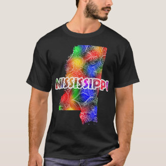Kleurrijke mandala kunstkaart van Mississippi met  T-shirt