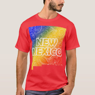 Kleurrijke mandala kunstkaart van New Mexico met t T-shirt