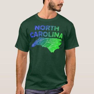 Kleurrijke mandala kunstkaart van Noord-Carolina m T-shirt