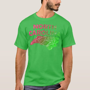 Kleurrijke mandala kunstkaart van Noord-Carolina m T-shirt