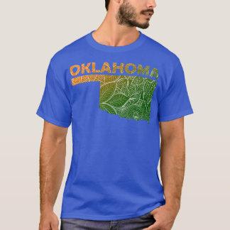 Kleurrijke mandala kunstkaart van Oklahoma met tek T-shirt